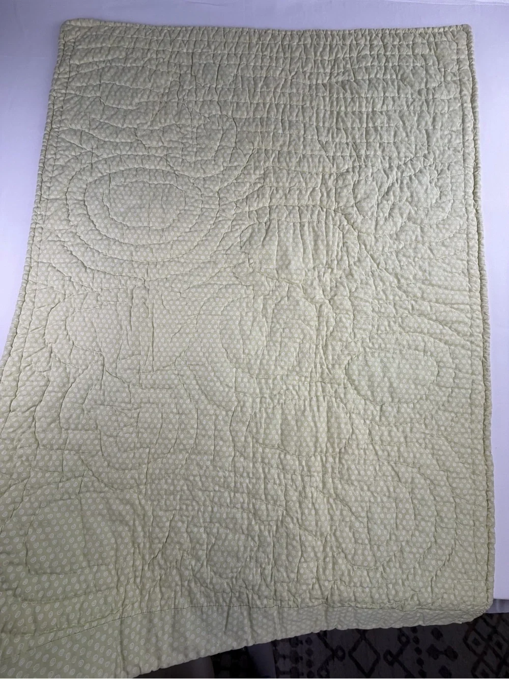 36 X 50 Vintage Pottery Barn Baby Quilt Blanket with  Embroidered Design